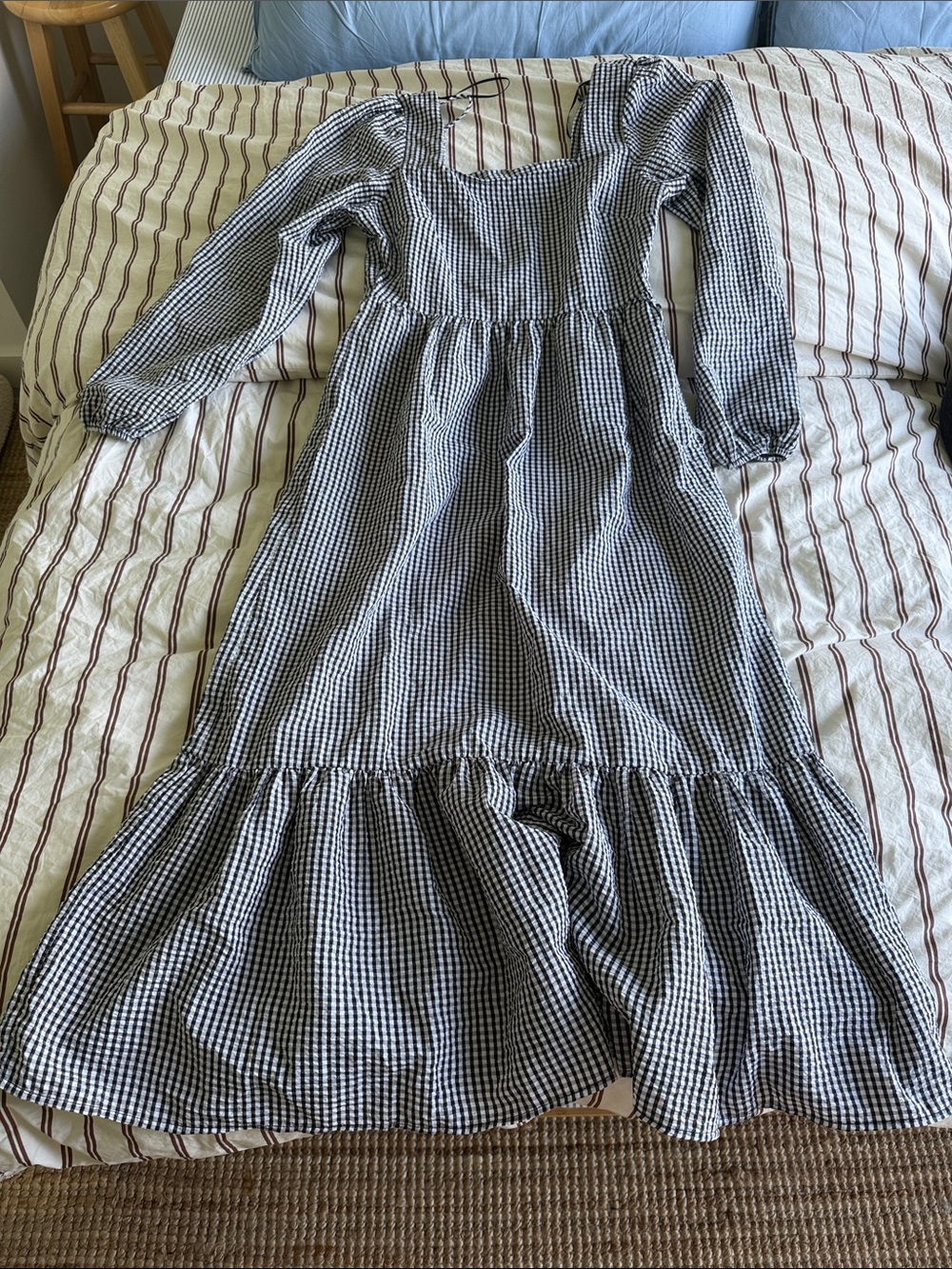 Black & White Gingham Long Sleeve Dress